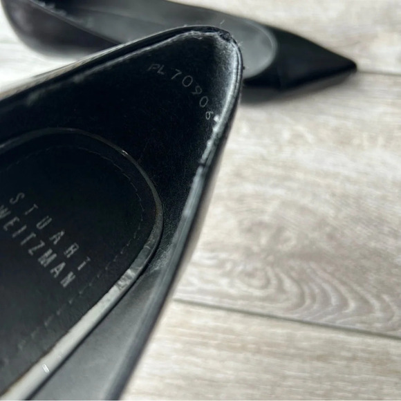 Stuart  Weitzman Black Leather Kitten Heel Pumps Made in Spain - Picture 11 of 15